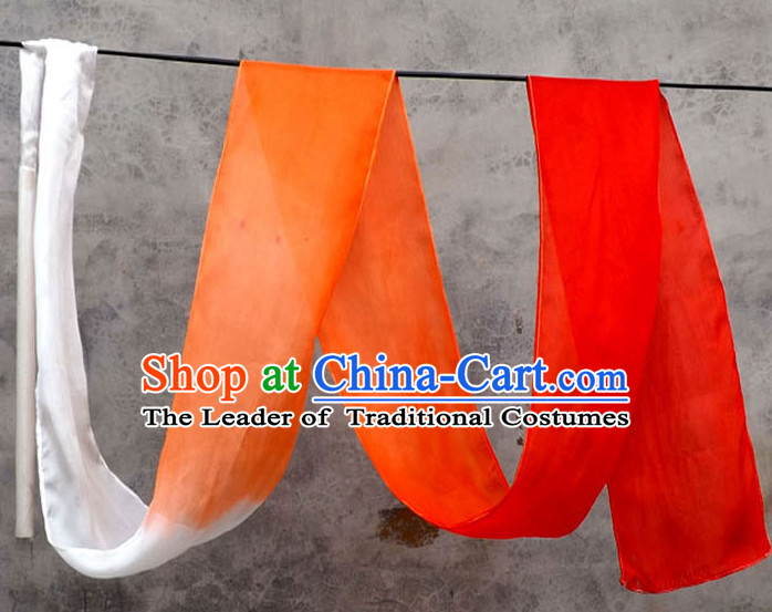 3 Meters Pure Silk White to Orange Color Changing Dance Ribbon Dancing Ribbons