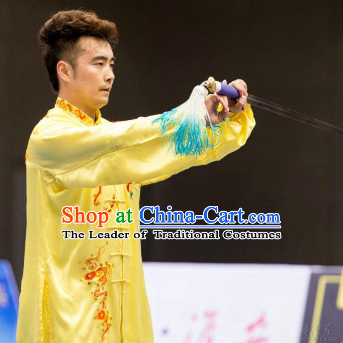 Top Kung Fu Competition Championship Uniforms Pants Suit Taekwondo Apparel Karate Suits Attire Robe Championship Costumes for Men Women Children