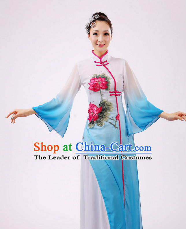 Chinese Traditional Stage Dance Dancewear Costumes Dancer Costumes Dance Costumes Clothes and Headdress Complete Set for Girls Ladies