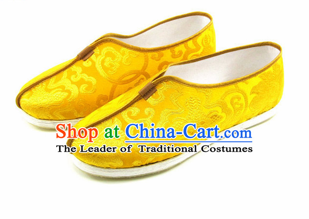Top Yellow Dragon Chinese Traditional Tai Chi Shoes Kung Fu Shoes Martial Arts Fabric Shoes for Men or Women