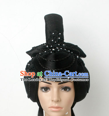 Chinese Ancient Classical Dancer Hair Jewelry Headwear Headdress and Long Wigs