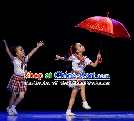 Chinese Primary School Students Dance Costumes Complete Set for Kids Girls