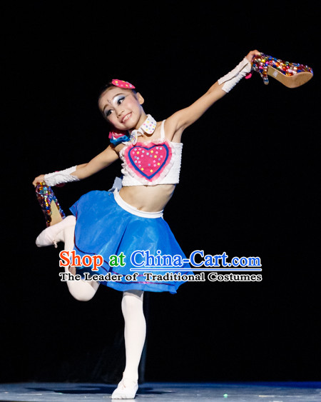 Chinese Primary School Students Dance Costumes Complete Set for Kids Girls