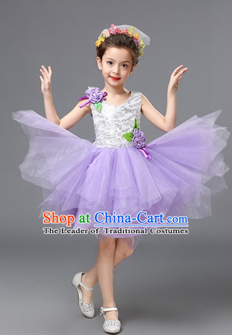 Chinese Primary School Students Dance Outfits Costumes Complete Set for Kids Girls