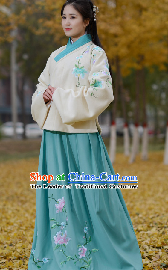 Top Chinese Ming Dynasty Female Hanfu Clothing Chinese Hanfu Costume Hanfu Dress Ancient Chinese Costumes and Hat Complete Set for Women Girls Children