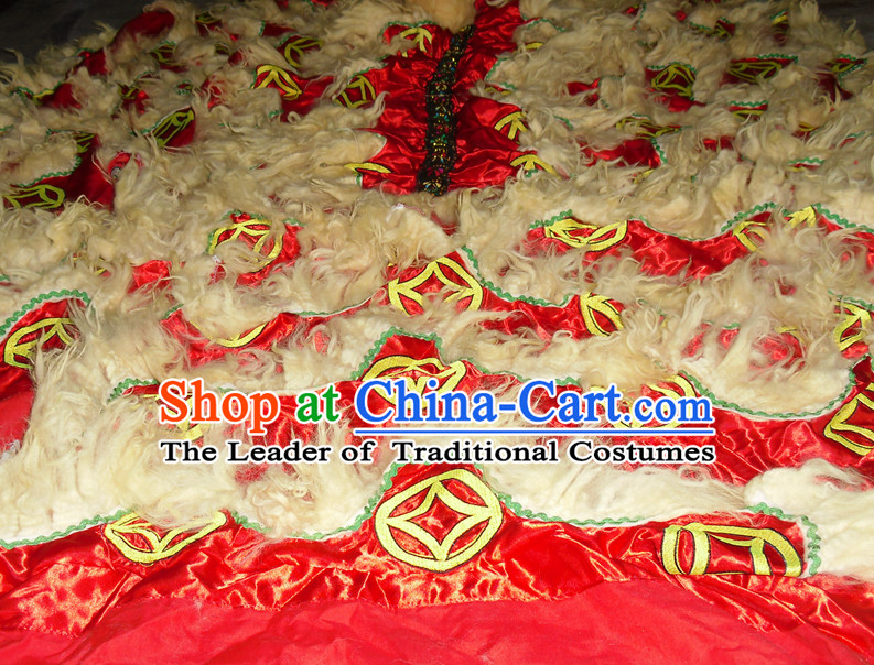 Top Asian Chinese Lion Dance Pants Claws Tail Body Costumes Set