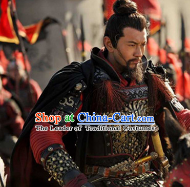 Chinese Ancient Suphero Body Armor Costumes, Long Mantle and Helmet Complete Set for Men