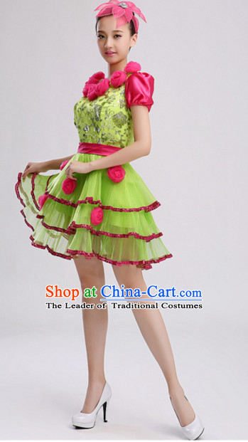 Chinese Stage Performance Dance Costumes and Headdress Complete Set for Women