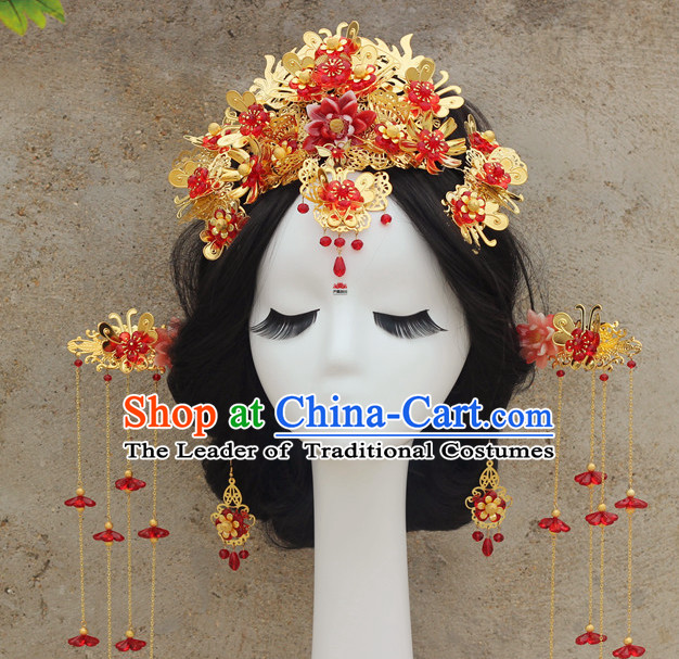 Top Chinese Traditional Wedding Headpieces Hair Jewelry Bridal Hair Clasp Hairpins Set