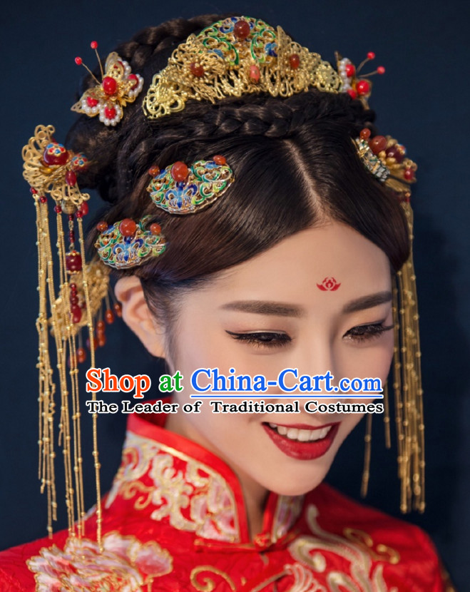 Top Chinese Traditional Wedding Headpieces Hair Jewelry Bridal Hair Clasp Hairpins Set