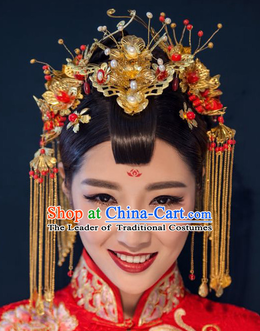 Top Chinese Traditional Wedding Headpieces Hair Jewelry Bridal Hair Clasp Hairpins Set