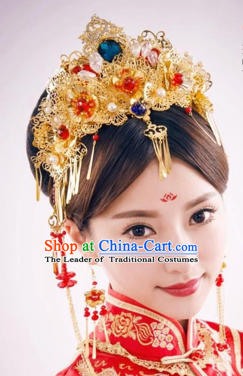 Top Chinese Traditional Wedding Headpieces Hair Jewelry Bridal Hair Clasp Hairpins Set