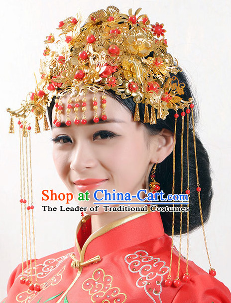 Top Chinese Traditional Wedding Bridal Phoenix Coronet Crown Headpieces Hair Jewelry Bridal Hair Clasp Hairpins Set