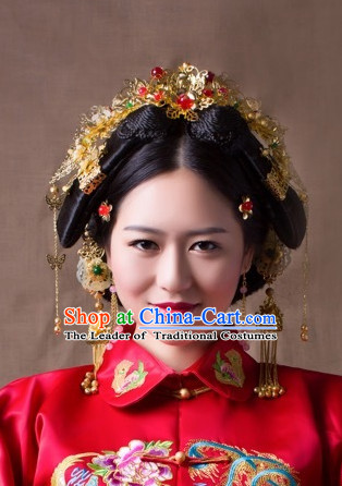 Top Chinese Traditional Wedding Bridal Phoenix Coronet Crown Headpieces Hair Jewelry Bridal Hair Clasp Hairpins Set