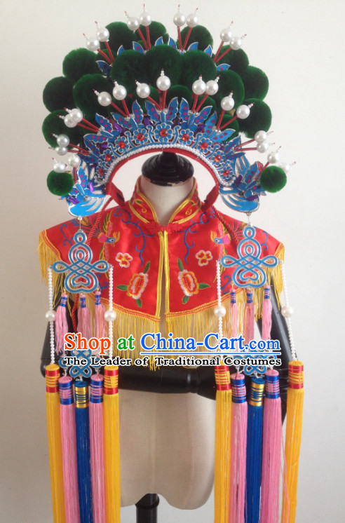 Green Chinese Traditional Phoenix Coronet Opera Hat