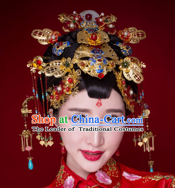 Top Chinese Traditional Wedding Headpieces Hair Jewelry Bridal Hair Clasp Hairpins Set