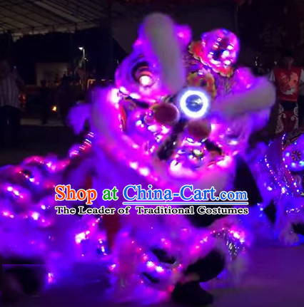 Luminous LED Lights Supreme 100_ Long Natural Wool Chinese Southern Lion Dance Equipments Complete Set