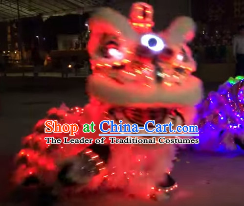 Luminous LED Lights Supreme 100_ Long Natural Wool Chinese Southern Lion Dance Equipments Complete Set