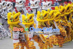 Yellow 2008 Beijing Olympic Games Opening Ceremony 100_ Natural Long Wool Lion Dance Equipments Complete Set