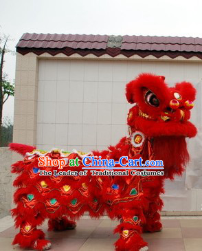 Red 2008 Beijing Olympic Games Opening Ceremony 100_ Natural Long Wool Lion Dance Equipments Complete Set