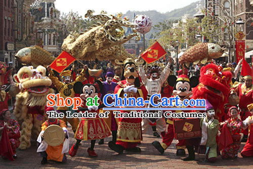 Big Opening Ceremony 100_ Natural Long Wool Lion Dance Equipment Complete Set