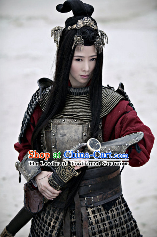 Ancient Chinese General Superheroine Body Armor Costumes Complete Set for Women