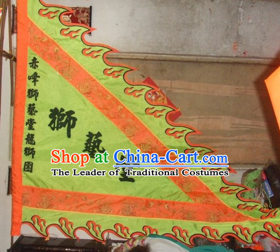 Traditional Chinese Lion Dance Dragon Dance Big Triangle Banner Giant Flag