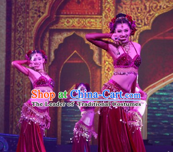 Chinese Stage Performance Arabian Dance Costumes Complete Set for Women