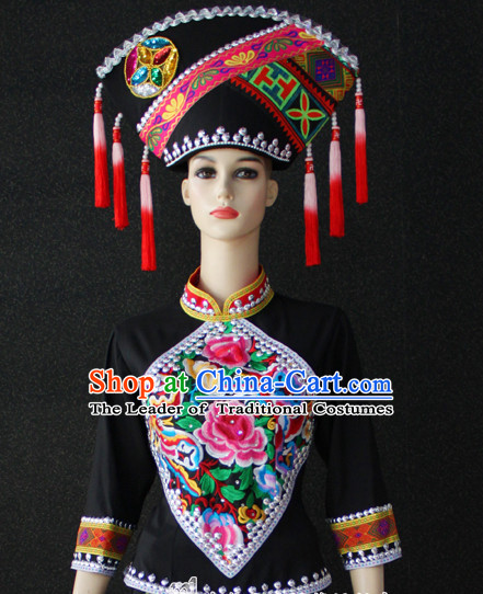 Chinese Nationality Folk Dance Ethnic Wear China Clothing Costume Ethnic Dresses Cultural Dances Costumes Complete Set for Women Girls