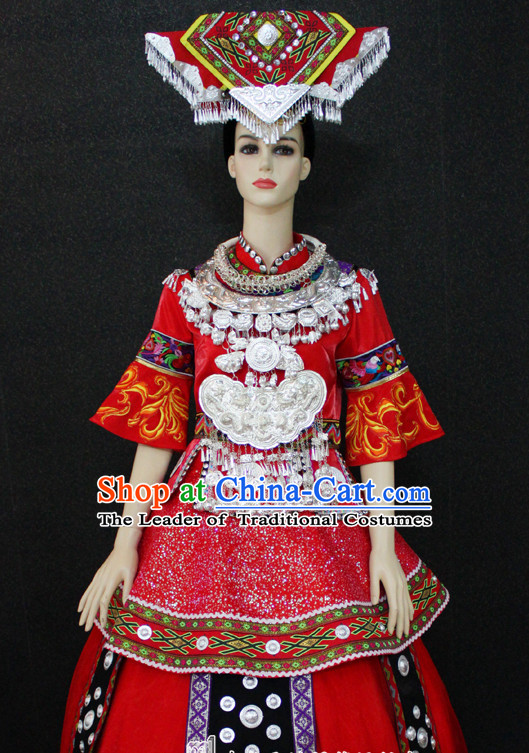 Chinese Nationality Folk Dance Ethnic Wear China Clothing Costume Ethnic Dresses Cultural Dances Costumes Complete Set for Women Girls