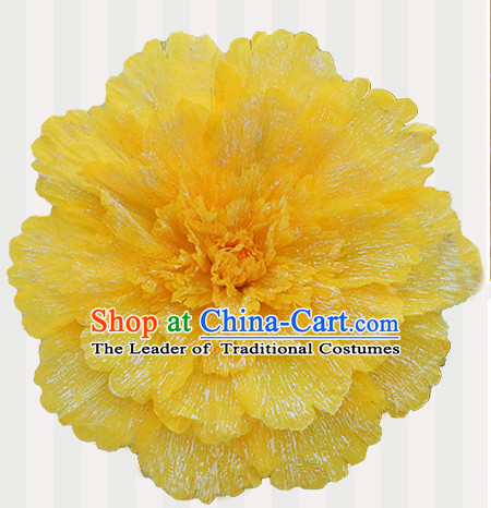 Yellow Traditional Dance Peony Umbrella Props Flower Umbrellas Dancing Prop Decorations for Kids Children Girls Boys