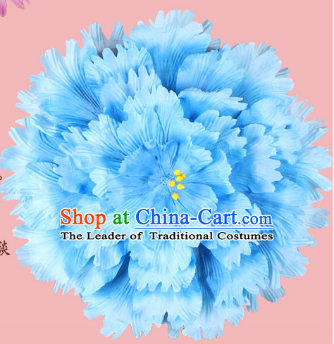 Blue Traditional Dance Peony Umbrella Props Flower Umbrellas Dancing Prop Decorations for Kids Children Girls Boys