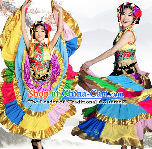 Chinese Xinjiang Folk Dance Ethnic Wear China Clothing Costume Ethnic Dresses Cultural Dances Costumes Complete Set