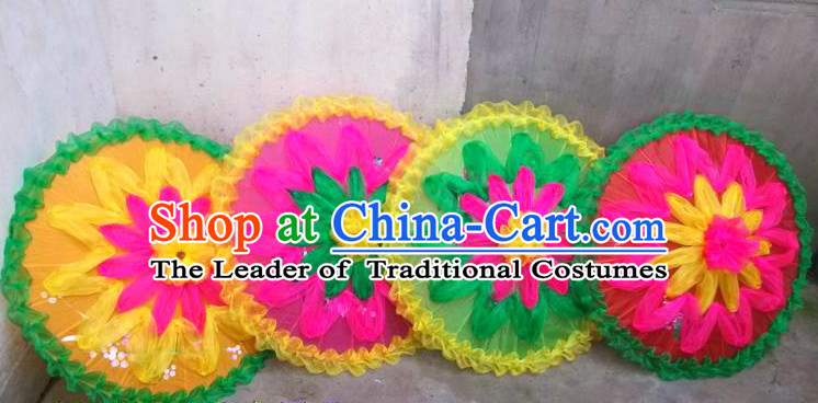 Traditional Dance Props Flower Umbrella Yangge Dancing Prop Folk Decorations for Men Women Adults Kids Children