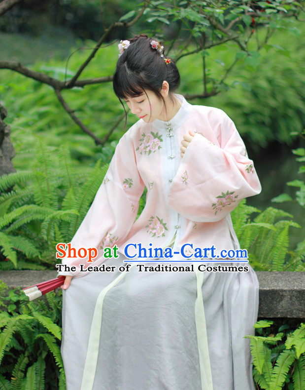 Traditional Chinese Ming Dynasty Noblewoman Clothes Blouse Skirt and Hair Jewelry Complete Set for Women