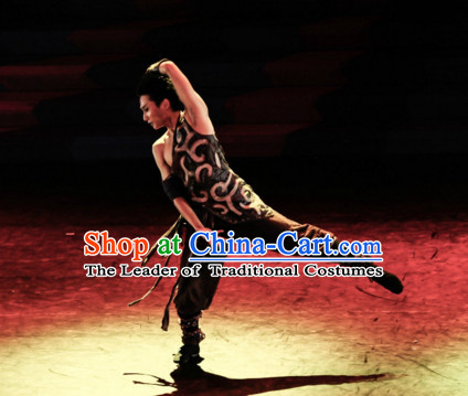 Chinese Classic Dance Costume Folk Dancing Costumes Traditional Chinese Dance Costumes Asian Dancewear Complete Set for Men Boys