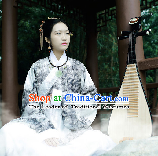 Women Han Fu_Hanfu Clothing Hanzhuang Historical Dress Historical Clothing and Accessories Complete Set