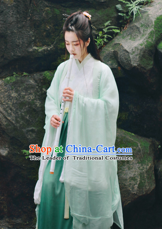 Chinese Traditional Dress Hanfu Costume China Kimono Robe Ancient Chinese Clothing National Costumes Gown Wear and Head Jewelry for Women Girls