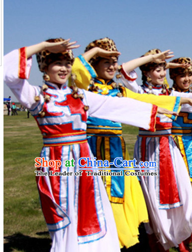 Chinese Folk Dance Ethnic Dresses Traditional Wear Clothing Cultural Dancing Costume Complete Set for Women