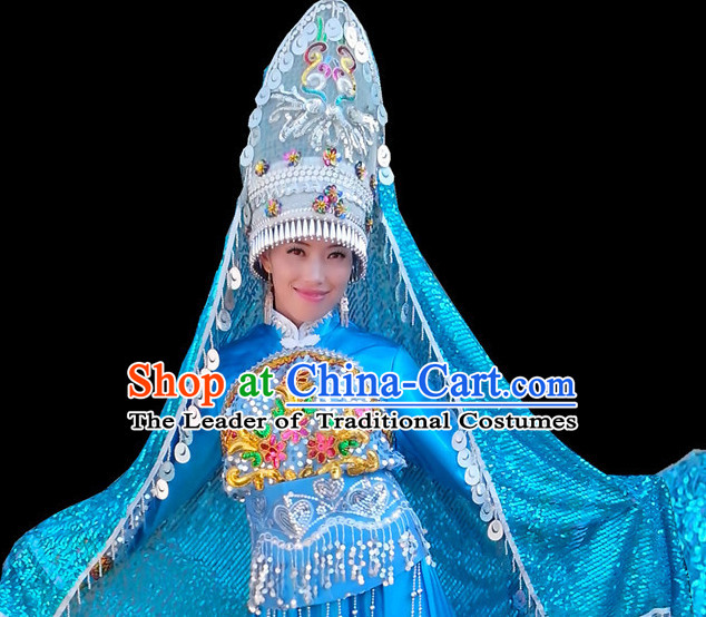 Chinese Folk Dance Ethnic Dresses Traditional Wear Clothing Cultural Dancing Costume Complete Set for Women