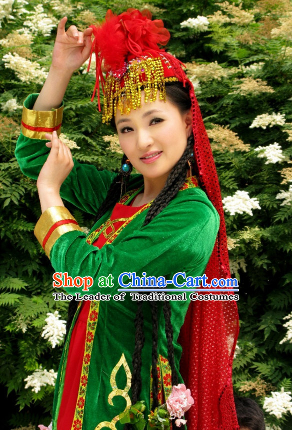 Chinese Folk Dance Ethnic Dresses Traditional Wear Clothing Cultural Dancing Costume Complete Set for Women