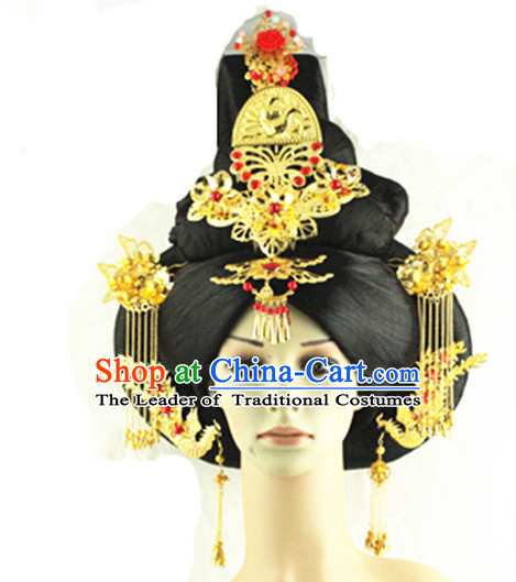 Chinese Imperial Quene Crown Empress Hairpins Hair Accessories Hairstyle Chinese Oriental Hairstyles Headpieces Wigs