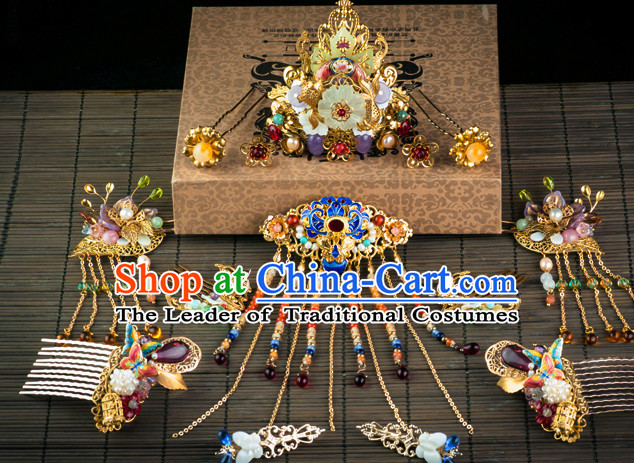 Chinese Imperial Quene Crown Empress Hairpins Hair Accessories Hairstyle Chinese Oriental Hairstyles Headpieces Wigs