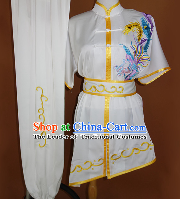 Top Gold Asian Championship Embroidered Phoenix Kung Fu Martial Arts Uniform Suit for Women Men