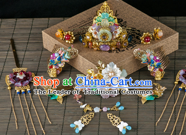 Chinese Imperial Quene Crown Empress Hairpins Hair Accessories Hairstyle Chinese Oriental Hairstyles Headpieces Wigs