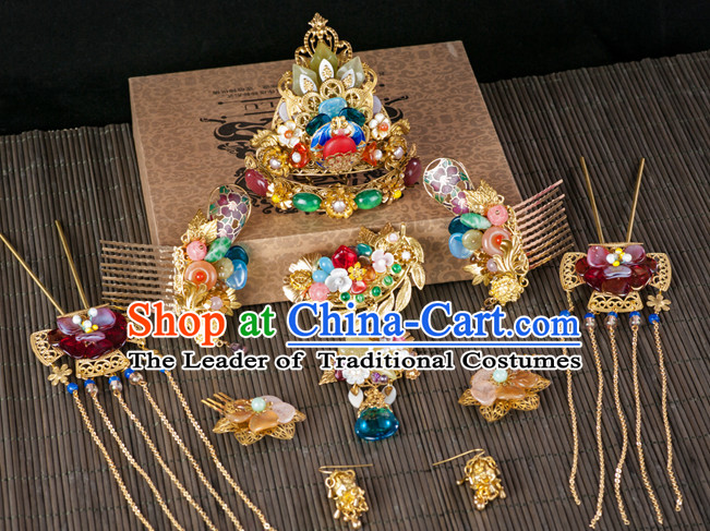 Chinese Imperial Quene Crown Empress Hairpins Hair Accessories Hairstyle Chinese Oriental Hairstyles Headpieces Wigs