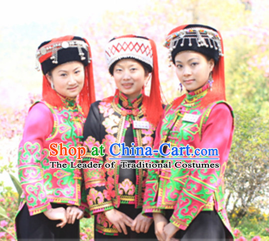 Chinese Folk Dance Dress Clothing Dresses Costume Ethnic Dancing Cultural Dances Costumes for Women Girls