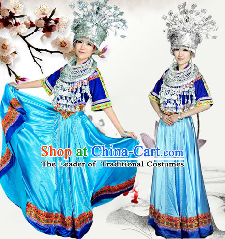 Chinese Minority Nationality Ethnic Groups Wear Dresses Traditional Clothing for Women