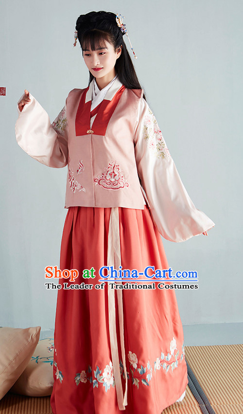 Chinese Ancient Ming Dynasty Princess Beauty Garment Costumes and Hair Jewelry Complete Set for Women