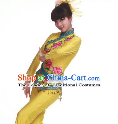 Traditional Chinese Fan Dance Costumes for Girls